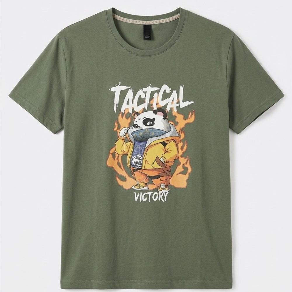 Green Tactical Panda Graphic T-Shirt